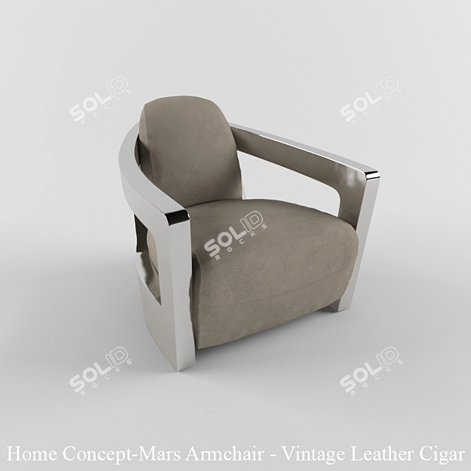 Vintage Leather Mars Armchair 3D model image 1