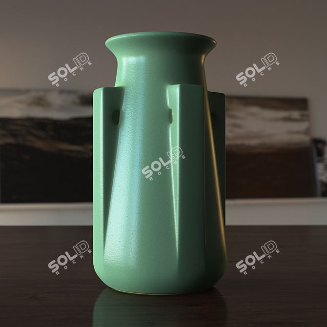 Teco Four Buttress Vase: Green & Red 3D model image 1