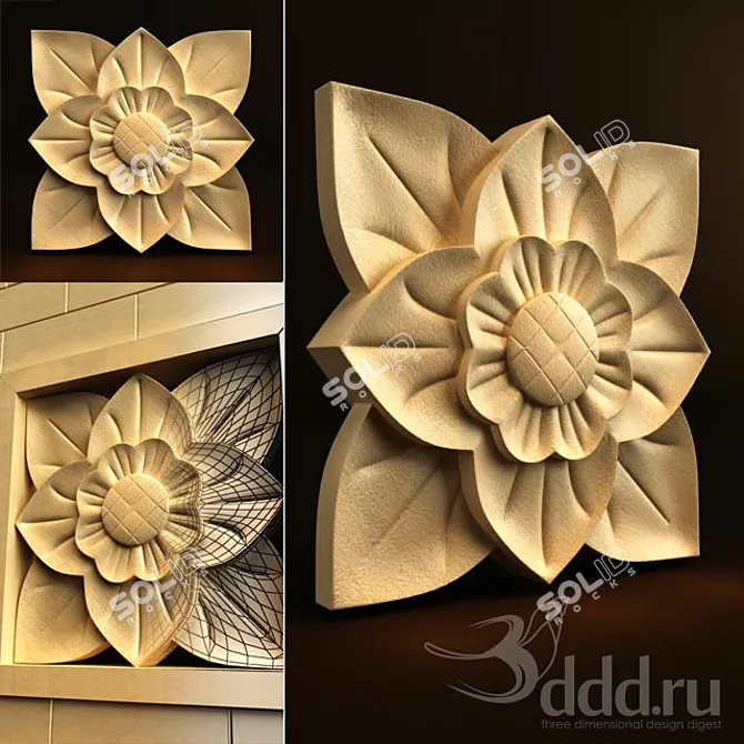 Elegant Palimanan Carving Ornament 3D model image 1