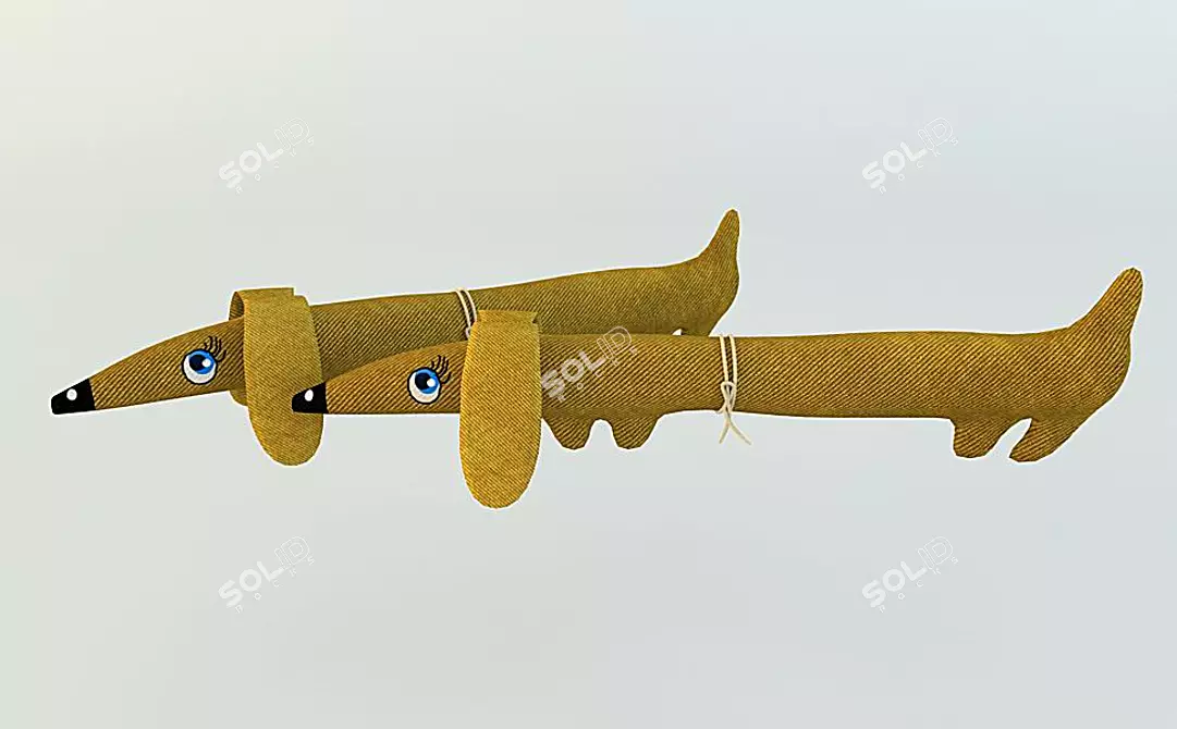 Cuddly Dachshund Plush Toy 3D model image 1