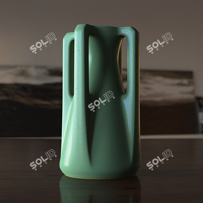 Teco Prairie Vase: Green & Cherokee Red 3D model image 1