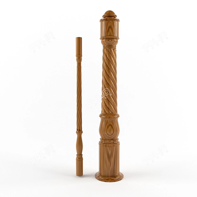 Spiral Wooden Balusters 3D model image 1