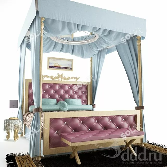 Luxurious Dream Bed 3D model image 1