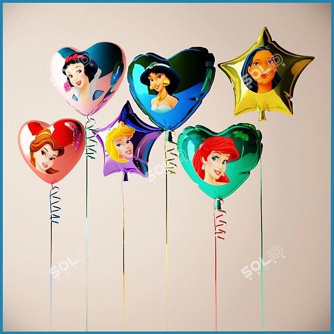 Colorful Balloons for 3D Modeling 3D model image 1