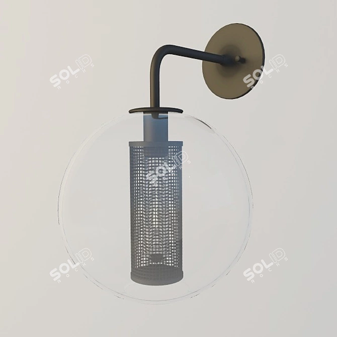 Sleek Glass Open Pendant 3D model image 1