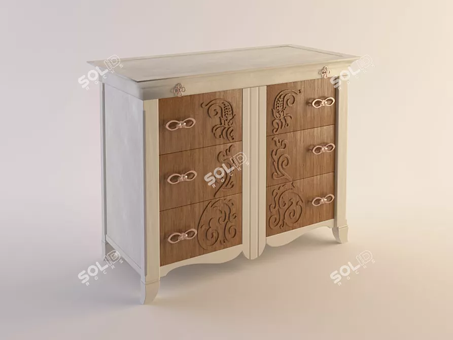 Textured Decor Bedside Cabinet 3D model image 1