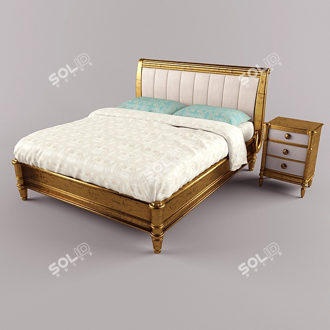 Luxury Murano Bed & Joelle Dresser 3D model image 1