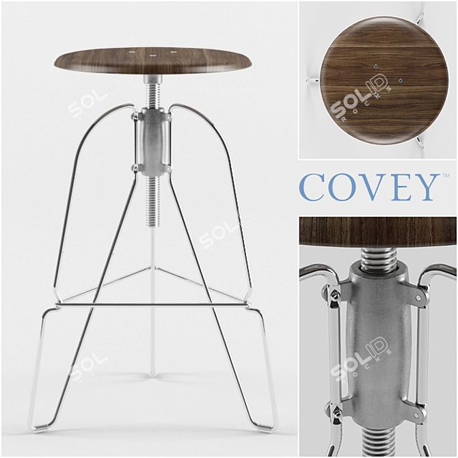 Elegant Timber Stool: Covey's Essence 3D model image 1