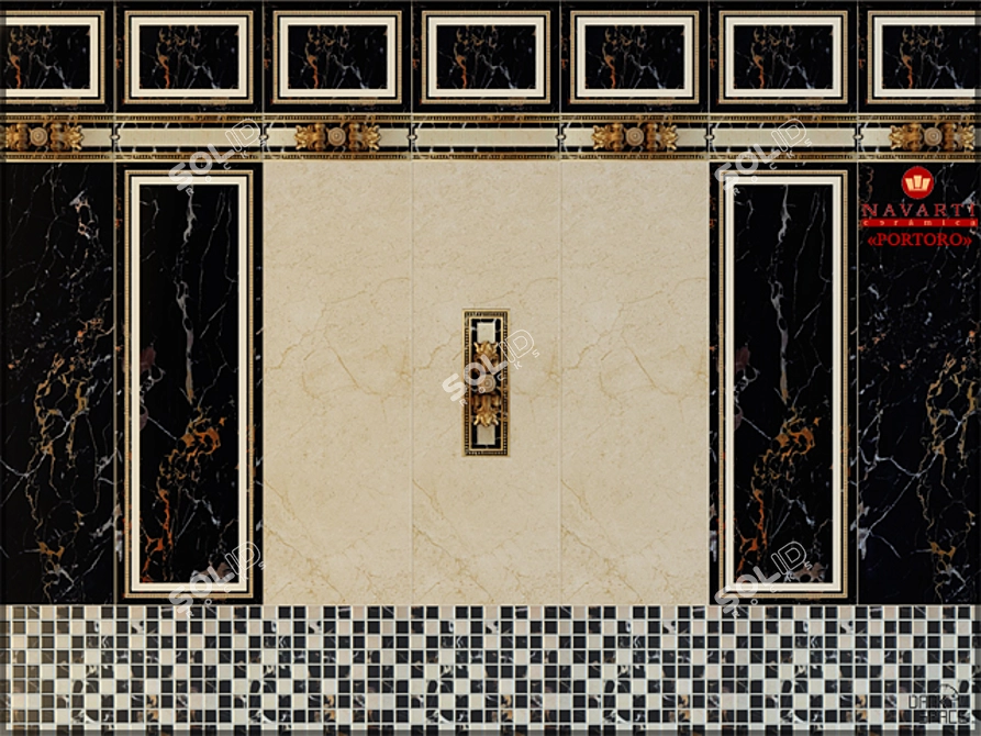 Elegant Portoro Wall Tiles 3D model image 1
