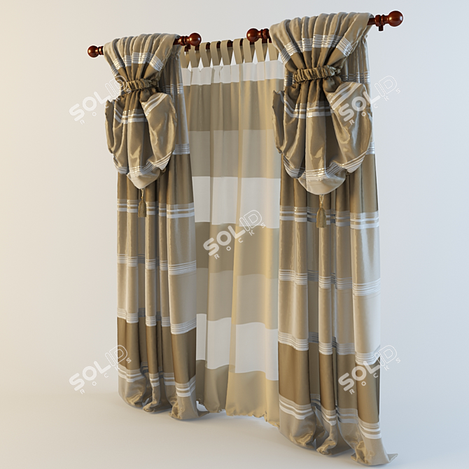 Elegant Window Curtain 3D model image 1