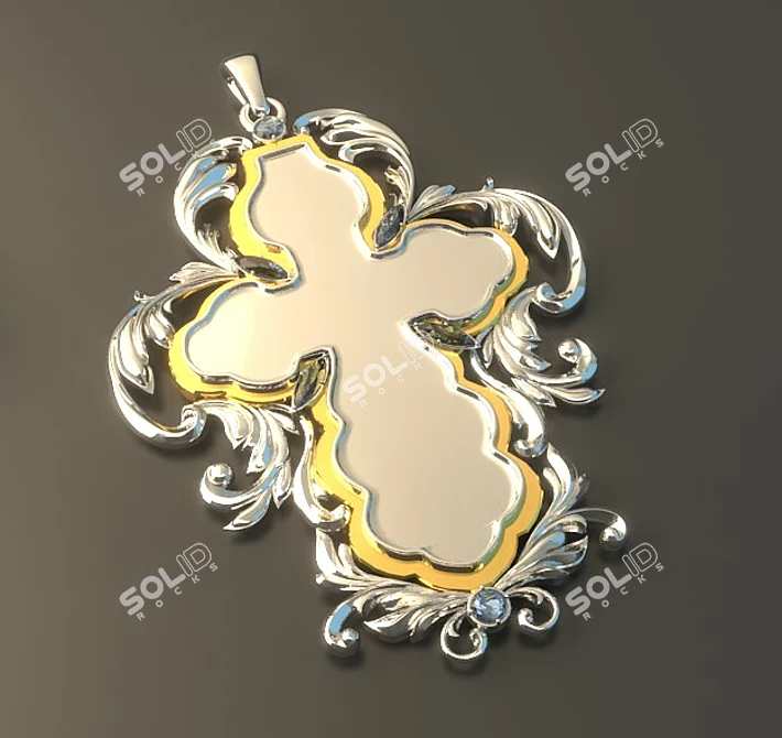 Elegant Cross Pendant 3D model image 1