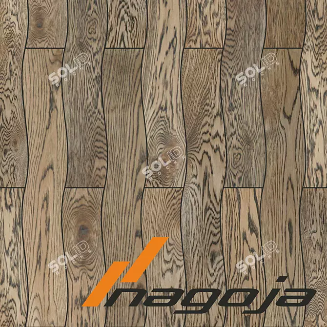 Scalloped Oak Flooring: High-Quality, Textured & Tiled 3D model image 1