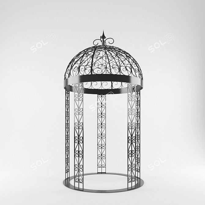 Elegant Iron Gazebo 3D model image 1