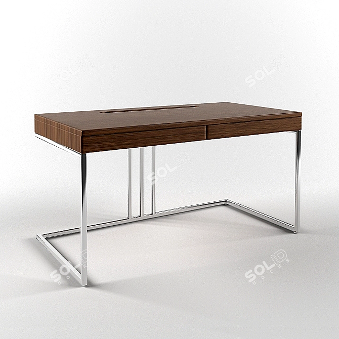 Modern Writing Desk with Cable Management 3D model image 1