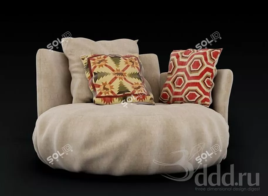 Stylish Contemporary Sofa 3D model image 1