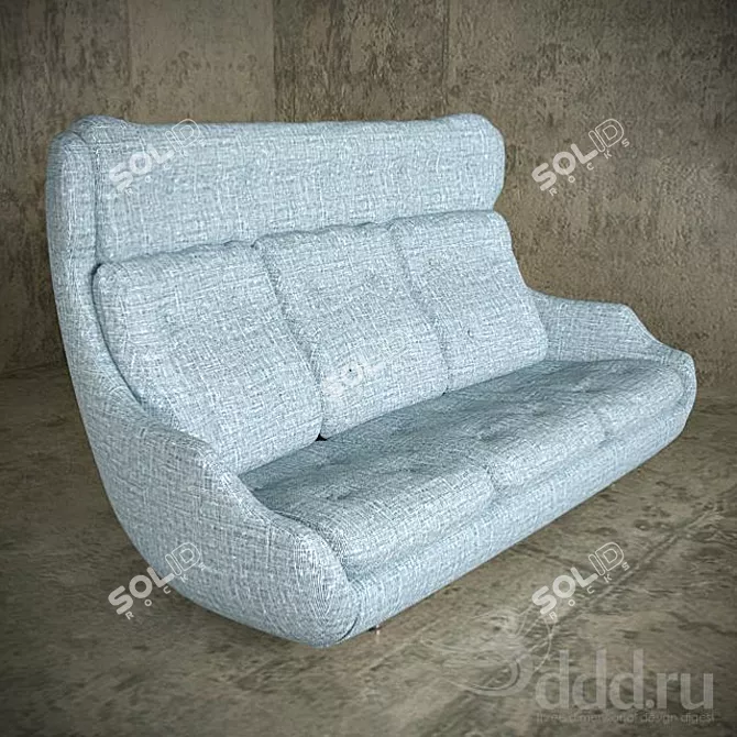 Luxe Textile Couch 3D model image 1