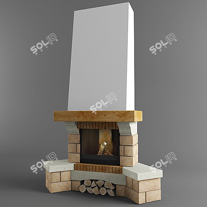 Rustic Corner Fireplace: Galaxie 3D model image 1