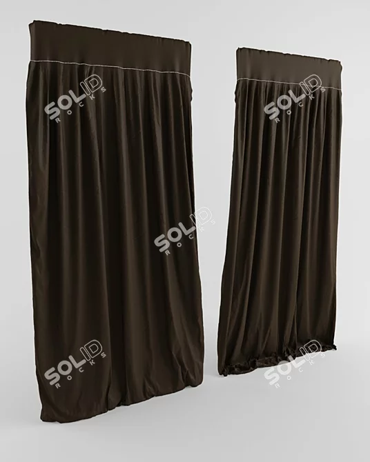 Floor-Length Curtain 3D model image 1