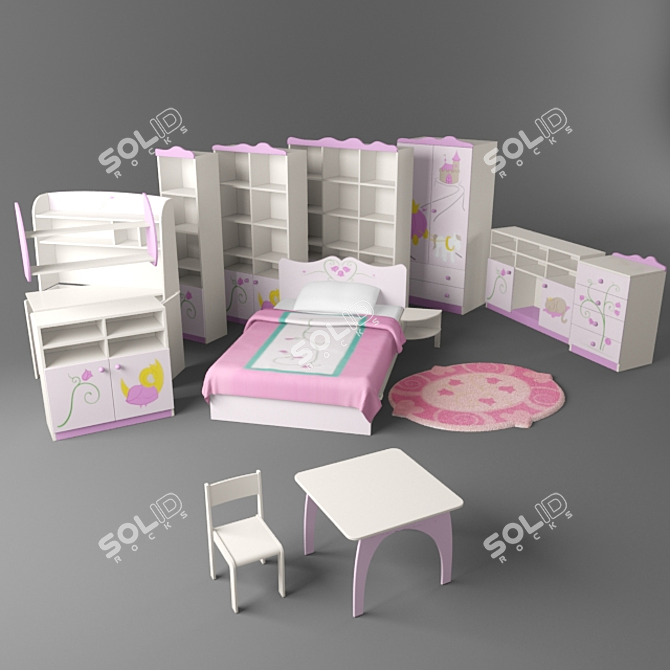 Princess Dreams Kids Furniture 3D model image 1