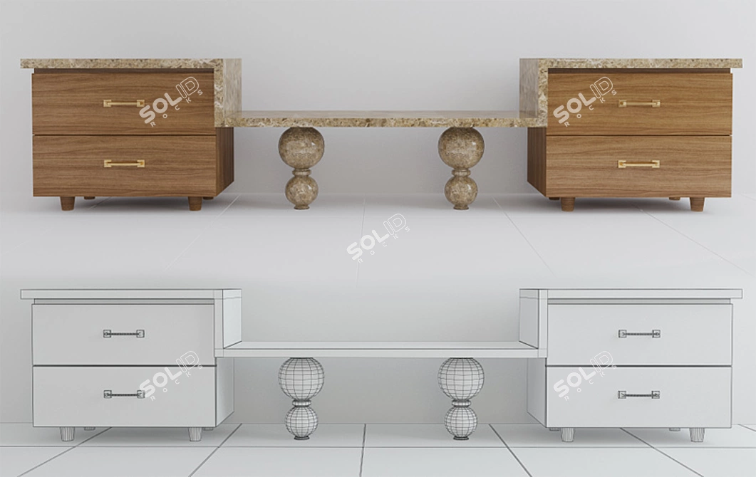 Marble TV Stand with Designer Profile 3D model image 1