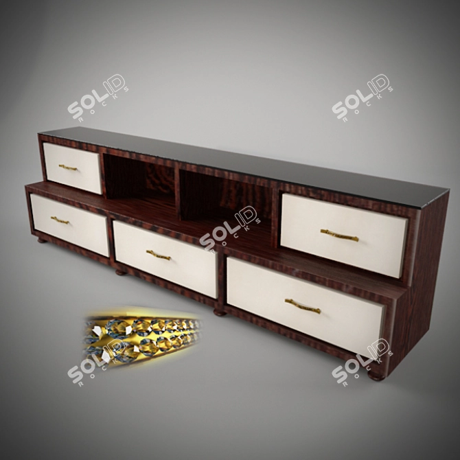 Modern Glass TV Console 3D model image 1