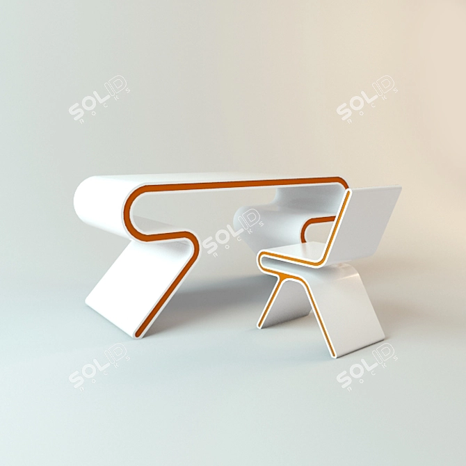 Modern Style Table + Chair 3D model image 1