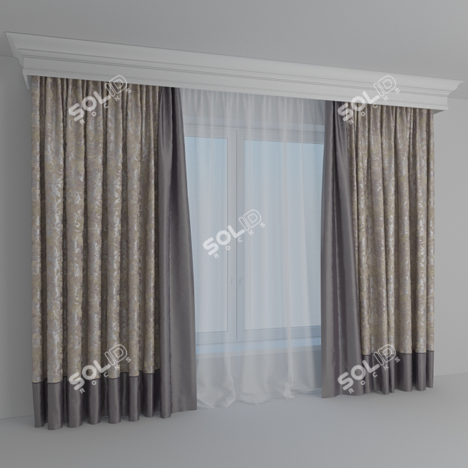 Elegant Window Shade 3D model image 1