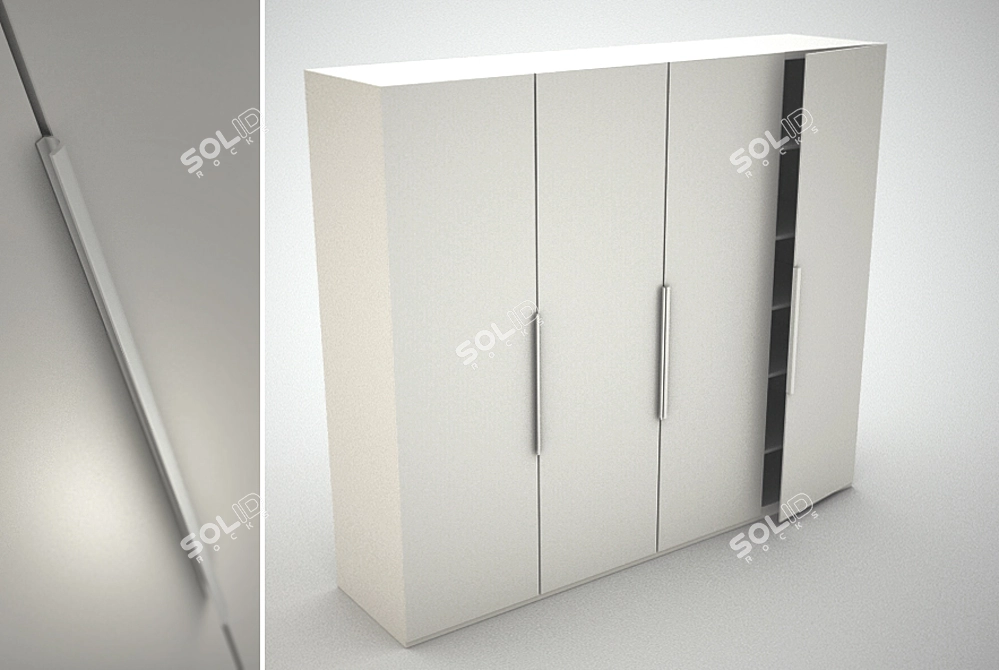 Sleek Aluminum-Front Built-in Closet 3D model image 1