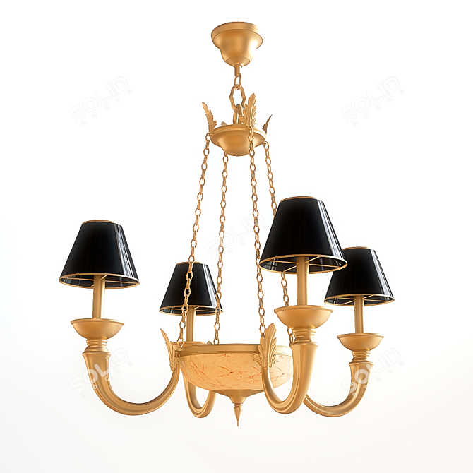 Golden Black Shade Classic Chandelier 3D model image 1