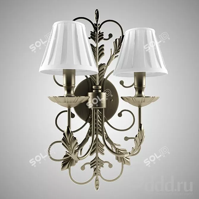 Vintage Brass Wall Candelabra 3D model image 1