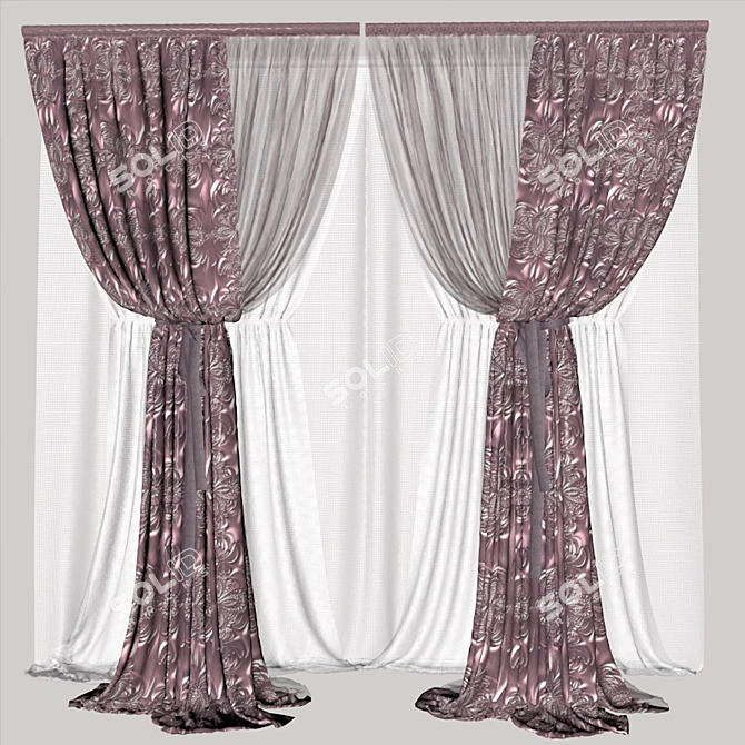 Versatile Textured Curtain Set 3D model image 1