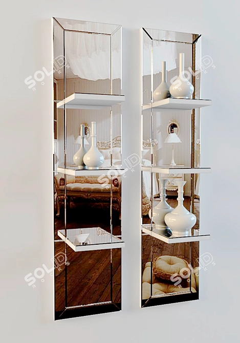 Reflective Wall Shelf Panel 3D model image 1