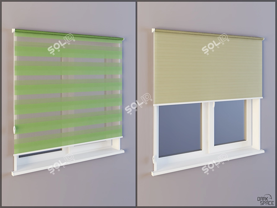 Detailed Roller Curtains: Adjustable & Customizable 3D model image 1