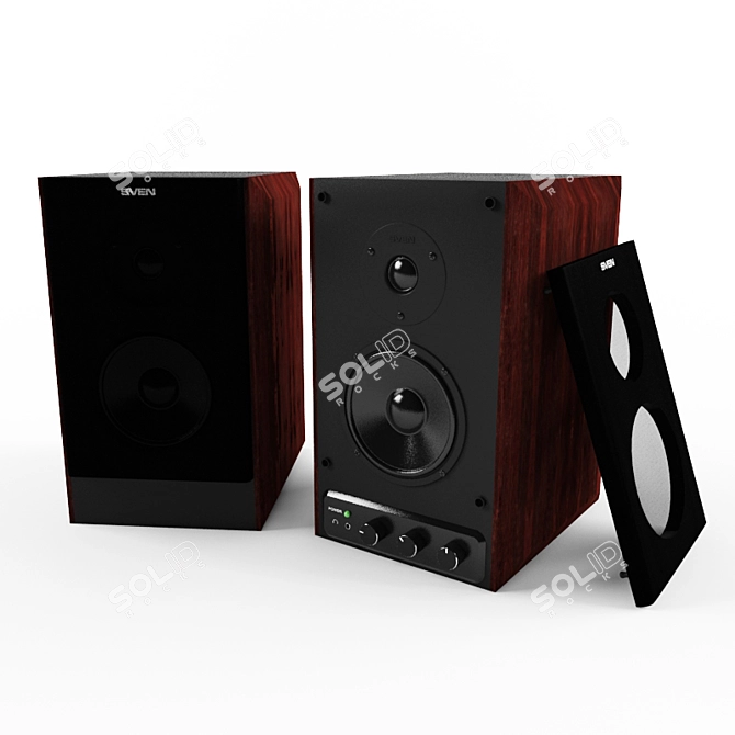 SVEN Stream Light - Powerful 60W Wooden Computer Speakers 3D model image 1