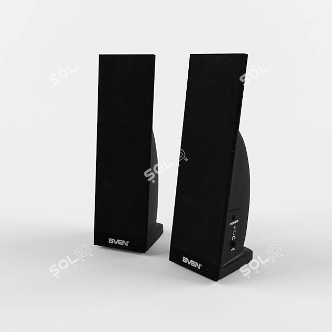 Sleek Sven 230 Desktop Speakers 3D model image 1