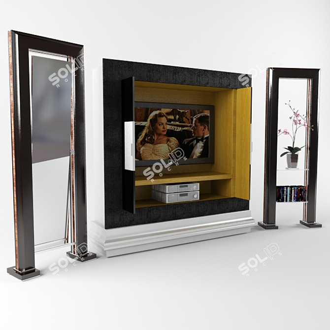 Art Deco TV Mirror & Shelf 3D model image 1