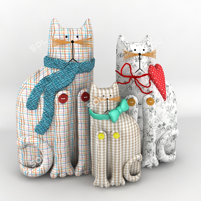 Adorable Tildovskie Cat Family 3D model image 1