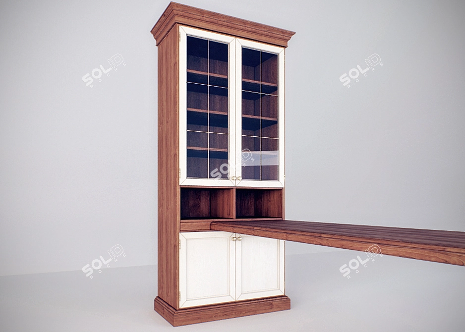 Classic Bookcase and Desk 3D model image 1