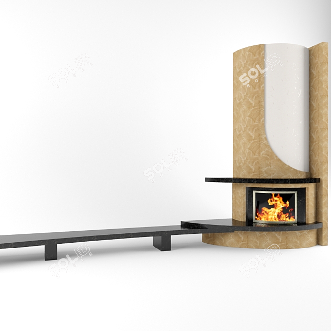 Sleek Modern Fireplace 3D model image 1