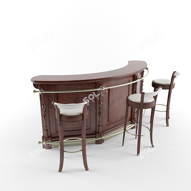 Classic Bar Counter 3D model image 1