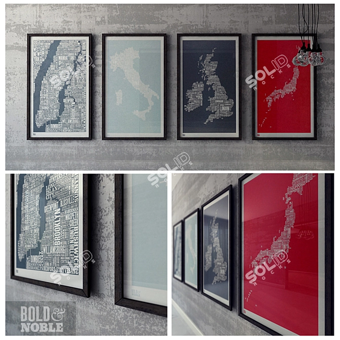 Abstract Map Paintings 3D model image 1