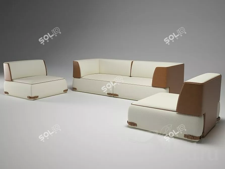 Fendi Soho: Luxury Sofa Set 3D model image 1