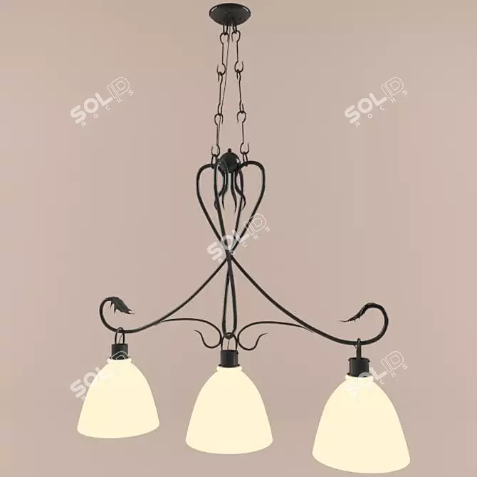 Elegant Wrought Iron Chandelier 3D model image 1