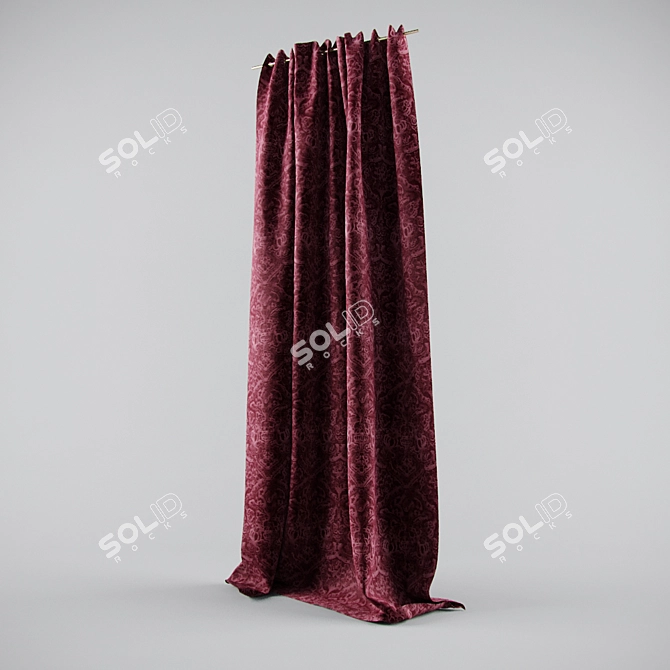 Luxury Velvet Curtain with Classic Design 3D model image 1