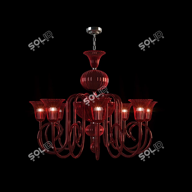 Elegant Crimson Chandelier 3D model image 1