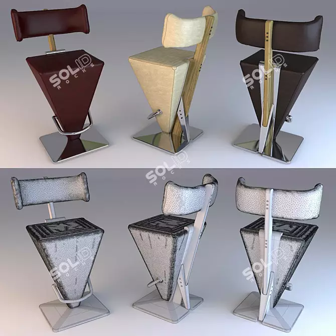 Sleek Metal Bar Chair 3D model image 1