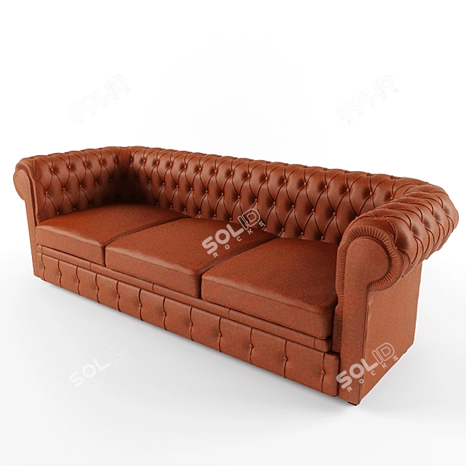 Classic Leather Sofa 3D model image 1