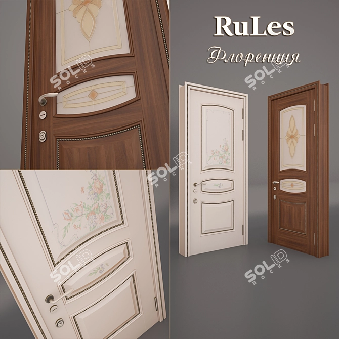 Elegant Door Set: Florence Russian Forest 3D model image 1