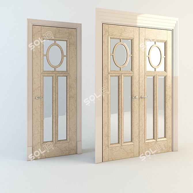 Title: Bird's Eye Maple Solid Doors 3D model image 1