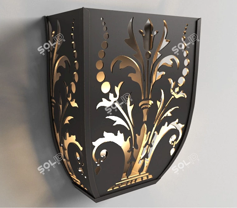 Elegant Iron Sconces with Stencil Design 3D model image 1